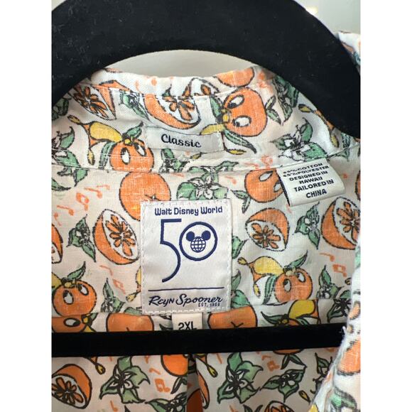 Disney World 50th & Reyn Spooner size 2X orange bird button down shirt - Picture 2 of 3